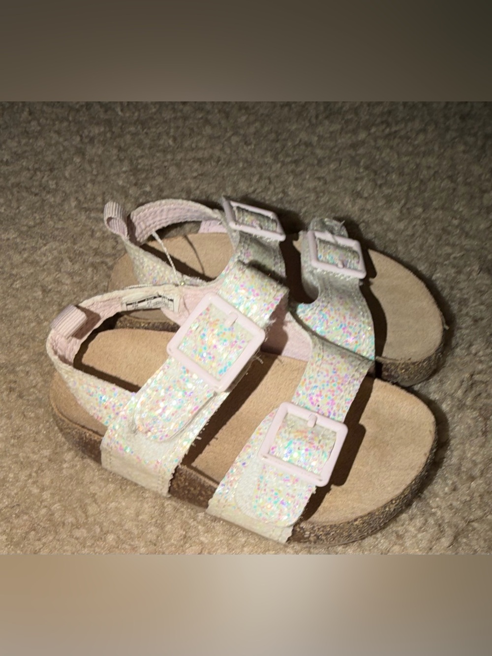 Toddler Girls OshKosh B'gosh Iridescent Glitter Buckle Sandals - Light Pink